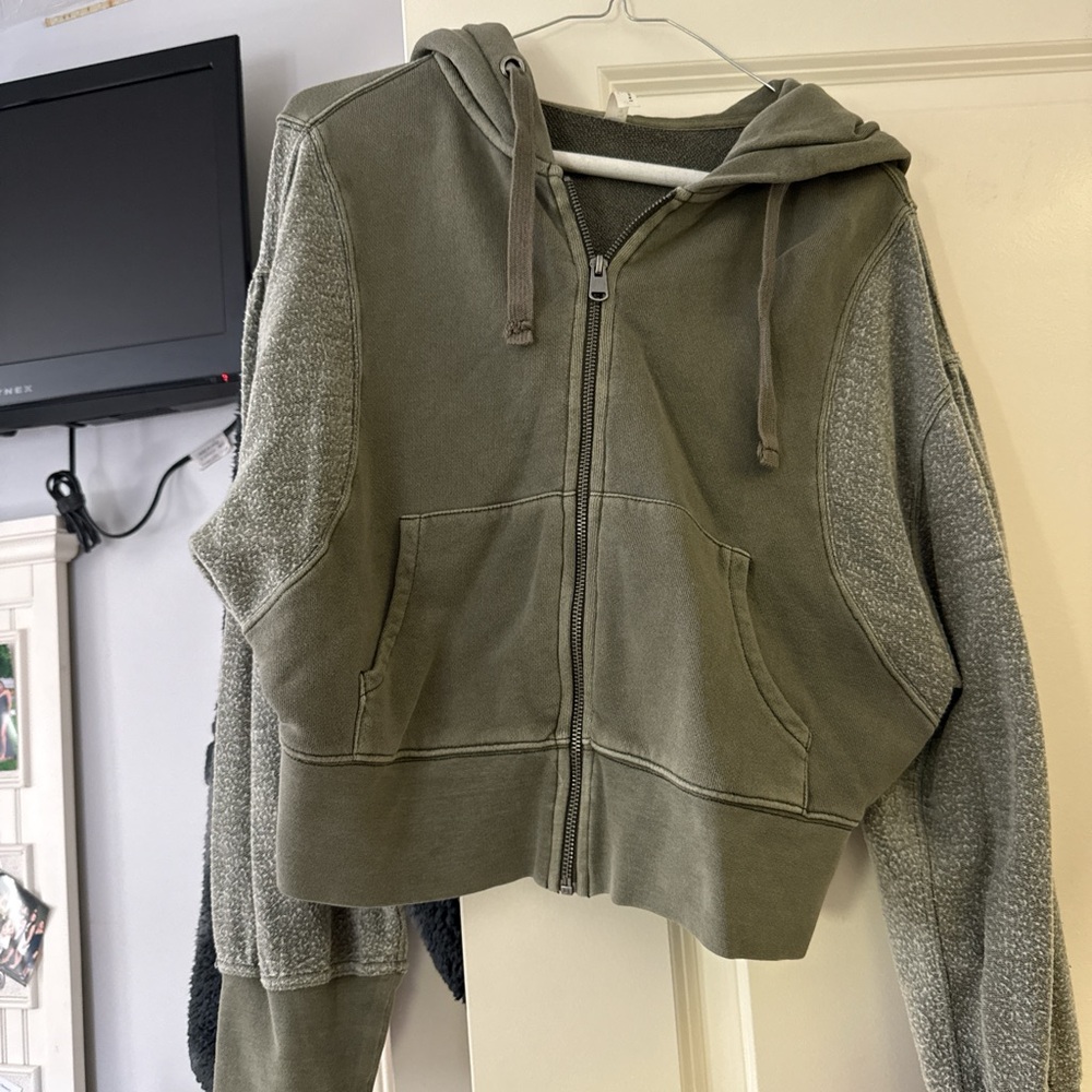 Olive Green Zip-Up Hoodie